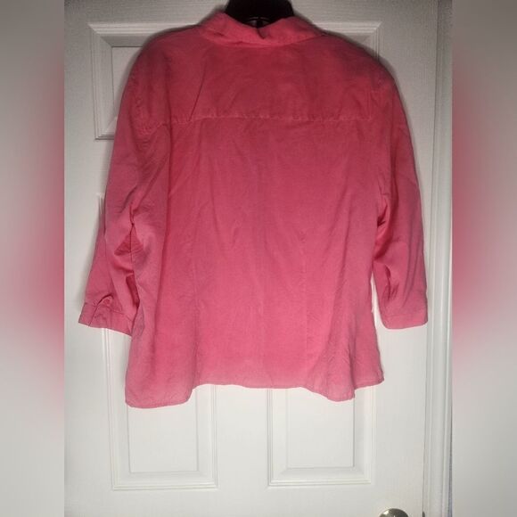 Vtg Nations Silk 2X 100%SILK  Pink 3/4 Slve Pockets ButtonsUp Women ShirtBlouse - Picture 6 of 6